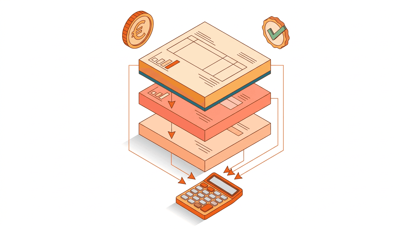 Schéma vertical du compte de résultat avec trois blocs superposés exploitation financier exceptionnel et flèches vers le résultat net en bas