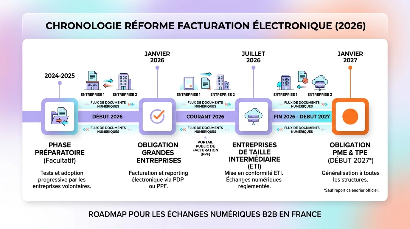 Ecran d'ordinateur affichant un logiciel de facturation electronique avec une facture structuree et un tableau de bord de suivi des paiements