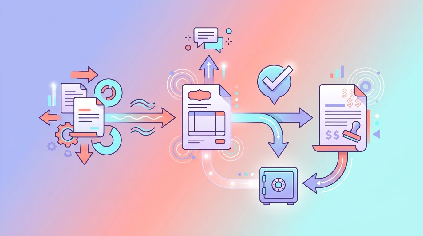 Schéma du circuit d'une facture proforma entre fournisseur et client avec les étapes envoi validation et conversion en facture définitive