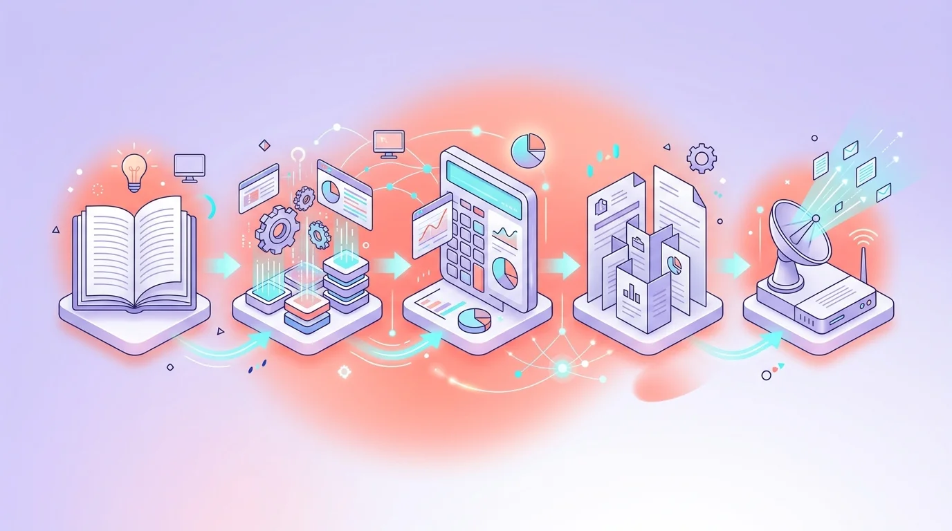 Schéma des 5 étapes de préparation de la liasse fiscale du bilan à la télétransmission EDI