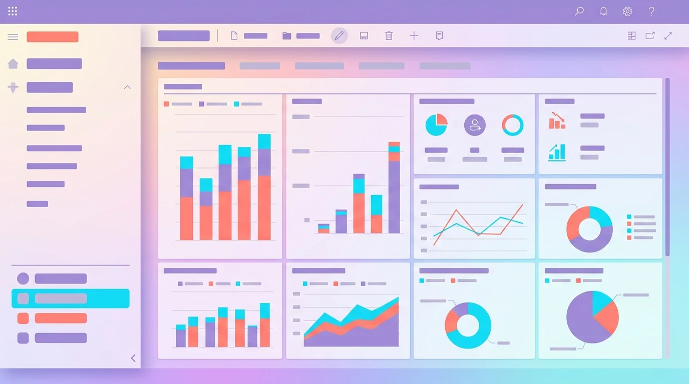 Interface de Microsoft Dynamics 365 Business Central avec tableau de bord financier et graphiques